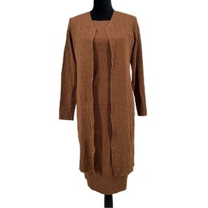 Spenser Jeremy 3 Piece Brown Long Cardigan Jacket Tank & Skirt Set Size 10